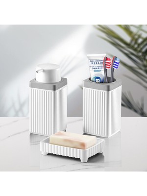 UltraMint 3'lü Kare Banyo Seti, Şık ve Modern Tasarım, Dayanıklı Malzeme