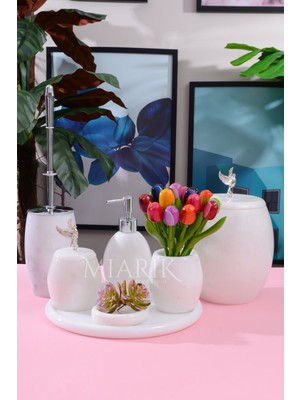 UltraMint Şık ve Detaylı 7'li Mermer Banyo Aksesuar Seti