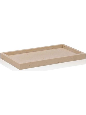 UltraMint Bej Travertine Banyo Tepsisi 28X16X3 Cm, Şık ve Fonksiyonel Tasarım