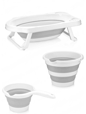 UltraMint Pratik Katlanabilir Bebek Küveti Seti, Kolay Kullanım ve Taşıma