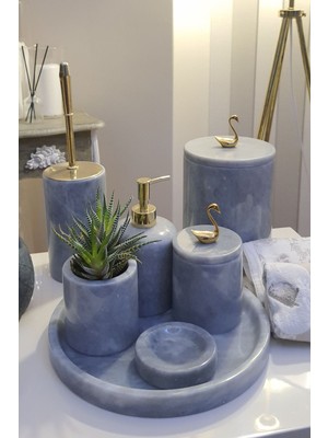 UltraMint 7 Li Mermer Banyo Seti Gri Altın, El Yapımı, Doğal Mermer Tasarımı