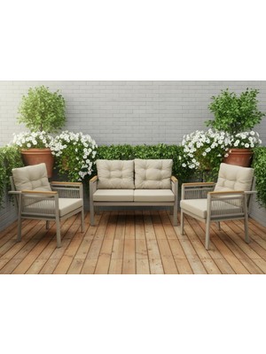Opal 2+1+1 (Cappuccino) Metal Gövde Balkon-Bahçe-Kafe,çay Seti,koltuk Takımı,oturma Grubu,ofis Koltuğu