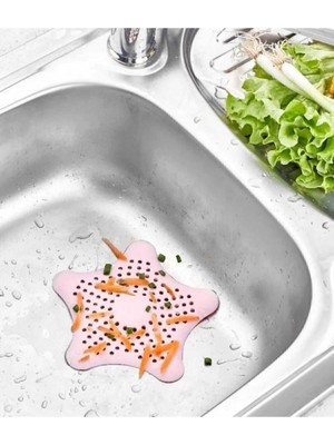 UltraMint Vantuzlu Silikon Yıldız Lavabo ve Küvet Süzgeci, Pempe Renk, M-114
