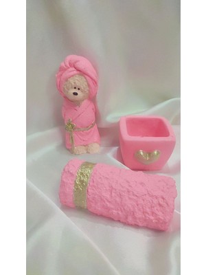 UltraMint 3’lü Doğal Taş Banyo Seti, Sabunluk, Havlu ve Kutu, 10 cm
