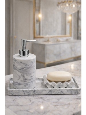 UltraMint Modern Beton Banyo ve Mutfak Lavabo Sabunluk Seti, Şık Dekoratif Aksesuar