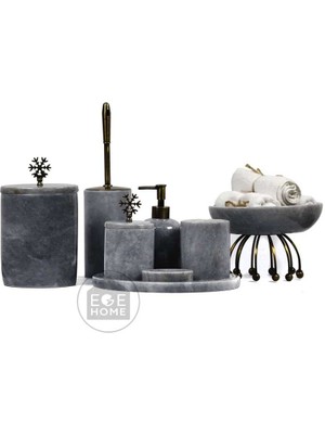 UltraMint Gri Mermer Banyo Seti 8'li Eskitme Aksesuarlarıyla Şık Tasarım