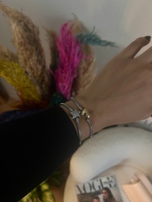 Luciaonline Çelik Gold Kalp Charm Bileklik