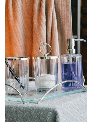 UltraMint Şeffaf 4 Parça Cam Banyo Takımı, Şık ve Dayanıklı Tasarım