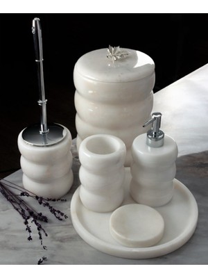 UltraMint Şık Mermer Tırtıklı Banyo Seti 6'lı, Modern ve Zarif Tasarım