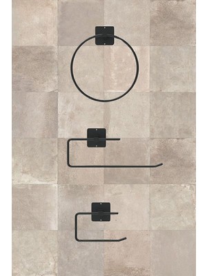 UltraMint 3'lü Banyo Aksesuar Seti, Yuvarlak Havlu Askısı, Tuvalet Kağıdı ve Peçete Tutucu