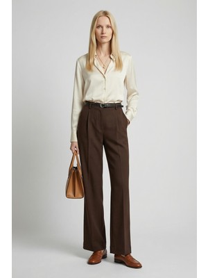 Rays 8399A Ön Pileli Kemerli Pantolon Kahve