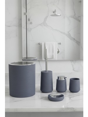 UltraMint Şık 5 Parça Gri Modern Akrilik Banyo Seti