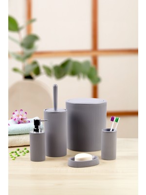 UltraMint 5'li Modern Banyo Seti, Sabunluk, Diş Fırçalık, Çöp Kovası, Klozet Fırçası