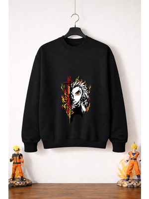 Petite Pati Demon Slayer Kyojuro Sweatshirt (3 Iplik %100 Pamuk)