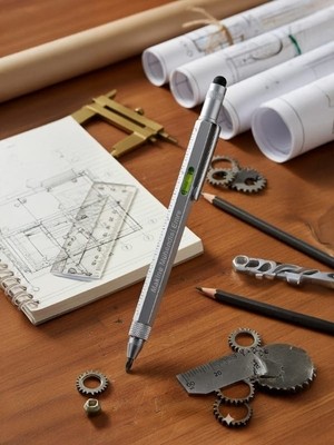 Endorfia Libe-Çok Fonksiyonlu Mühendis ve Mimar Kalemi (Metre, Su Terazisi, Mini Yıldız ve Düz Tornavida Ucu ) (Kişiye Özel)