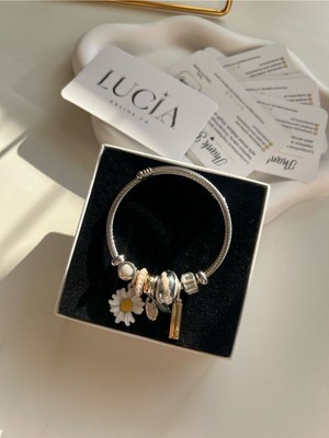 Luciaonline Beyaz Papatya Çelik Bileklik