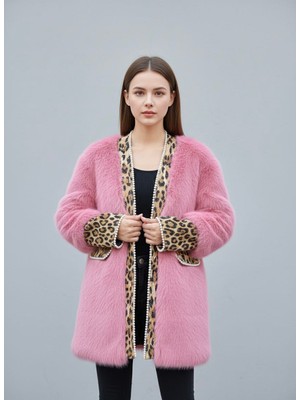 Rabiossa Kadın Inci Detaylı Payetli Desenli Kürk Ceket