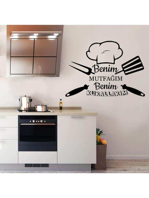 Mlh Store Benim Mutfağım Benim Kurallarım Yazılı Aşçı Şapkası Silüeti Mutfak Dekoratif Duvar Özel Yeni Sticker 60X70 cm