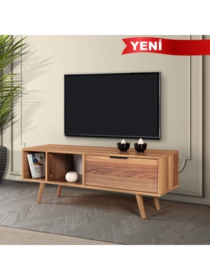 EVMO Home 3343 Venüs Tv Ünitesi 130 cm ( Ahşap Ayaklı , Metal Kulplu ) , Söğüt