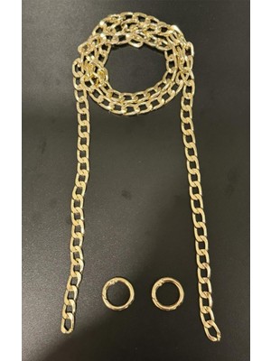 Boncukcu Abla Altın Renk Aksesuarlı El ve Omuz Çanta Askısı Çanta Aksesuarı 100 Cm.