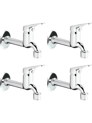 UltraMint 4'lü Aç Kapa Mix Lavabo Musluk Takımı, Perlatörlü, Uzun Tasarım