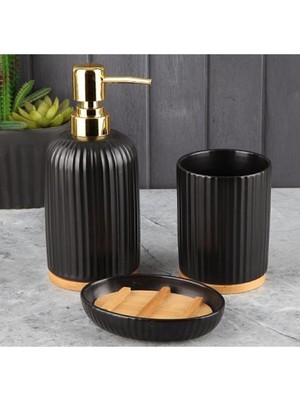 UltraMint Modern 3'lü Banyo Seti, Siyah, Şık ve Fonksiyonel Tasarım