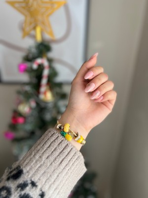 Luciaonline Gold Pineapple Çelik Charm Bileklik