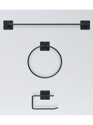 UltraMint 3’lü Siyah Banyo ve Mutfak Askılık Seti, Sağlam Yapışkanlı, Pratik Kullanım