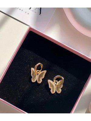 Luciaonline Çelik Gold Shiny Mariposa Küpe