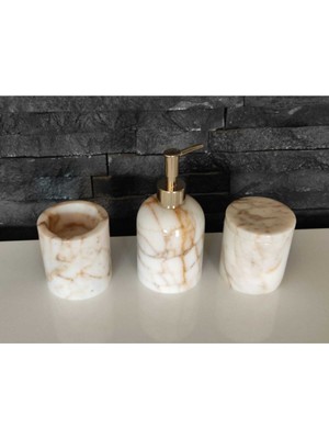 UltraMint Şık Mermer Desenli 3'lü Banyo Seti, Pratik ve Estetik Tasarım