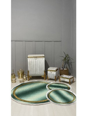 UltraMint Şık Ipek Kadife Çamaşır Sepeti ve Banyo Seti, Paspas Takımı ile Tarzınızı Tamamlayın