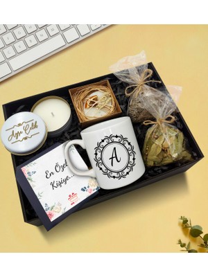 As Gift Kişiye Özel Beyaz Kupa &beyaz Metal Kutulu Mum & Kokulu Sabun & Ihlamur & Ada Çayı Hediye Seti