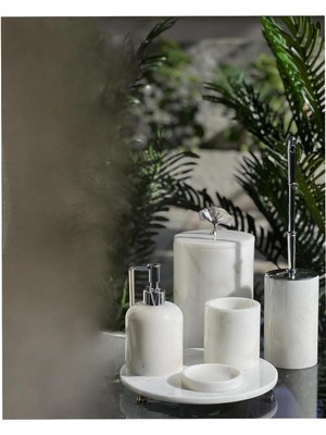 UltraMint Doğal Beyaz Mermer Banyo Seti, Aksesuar Detaylı, 76L