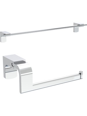 UltraMint Paslanmaz Uzun Havluluk ve Kapaksız Tuvalet Kağıtlık Banyo Seti