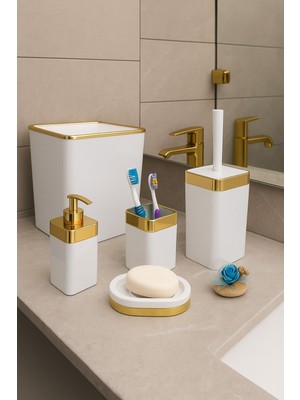 UltraMint Şık ve Kullanışlı 5 Parça Banyo Seti, Temiz ve Modern Tasarım