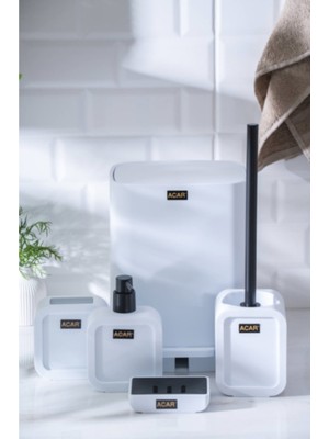 UltraMint Şık Astoria Akrilik Banyo Seti 5'li Beyaz, Modern ve Kullanışlı Tasarım