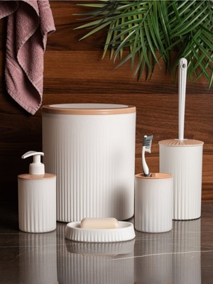 UltraMint Şık ve Kullanışlı 5 Parçalı Beyaz Banyo Seti, Kalite ve Konfor Sağlar