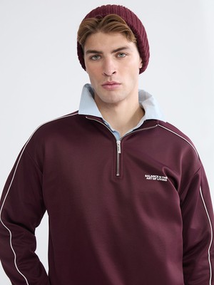 Lcw Mürdüm Dik Yaka Baskılı Erkek Sweatshirt