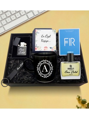 As Gift Kişiye Özel Parfüm & Siyah Kupa & Zippo Tarzı Çakmak & Anahtarlık Hediye Seti