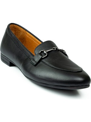 Moda Arena 102 Siyah Deri Kadın Babet