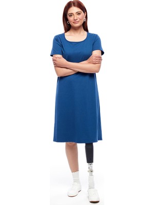 Lc Waikiki Yeni Sezon Bisiklet Yaka Düz Kısa Kollu Elbise