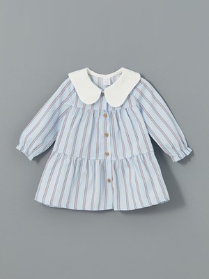 Lc Waikiki Yeni Sezon Bebe Yaka Çizgili Kız Bebek Poplin Elbise