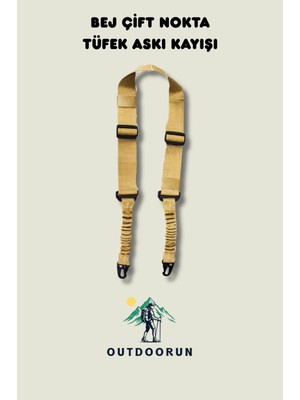 Outdoorun Bej Yaylı Çift Nokta Askı Kayışı