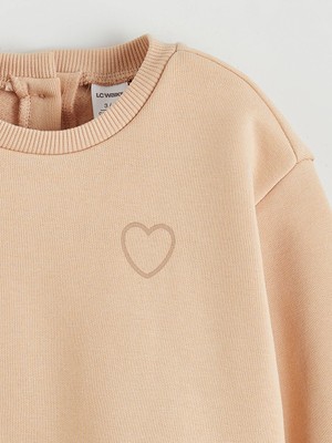 Lcw Bej Bisiklet Yaka Çiçekli Kız Çocuk Kalın Sweatshirt