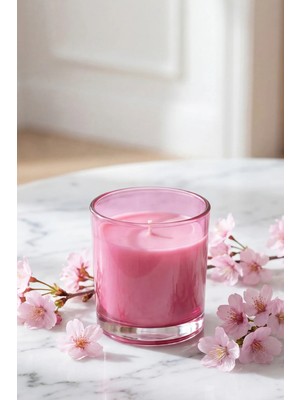Marrien Granny Sakura Kokulu Mum 130 g  Şeffaf Pembe Cam Bardak