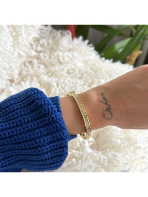 Alice İsstanbul Çelik Kenarı Taşlı Kelepçe