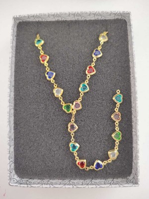 TrendyX Renkli Kalpli Y Kolye - Çelik