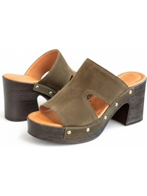 Ne&Ve Shoes Süet Hakiki Deri Hafif Tabanlı Kadın Takunya Terlik
