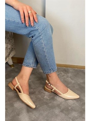 M&B COLLECT Kadın Bej Rugan Arkası Acık Sivri Burun Günlük Babet