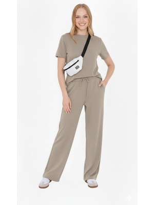 Thiff Bej Kadın Modal Kumaş Kısa Kolu Eşofman Takımı